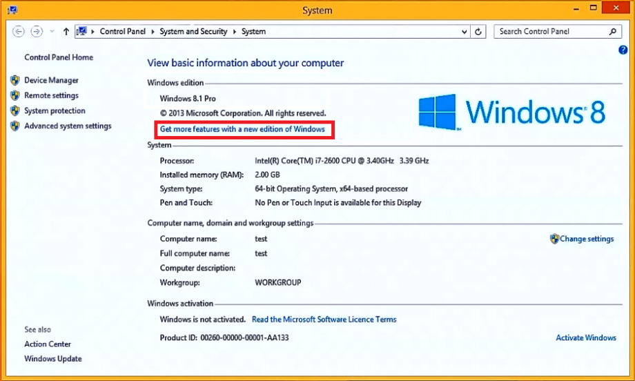 Windows 8.1 pro with media center product key